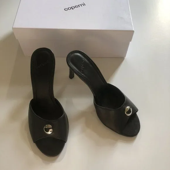 Coperni | Shoes | Coperni Logo Mule Heels Black Leather